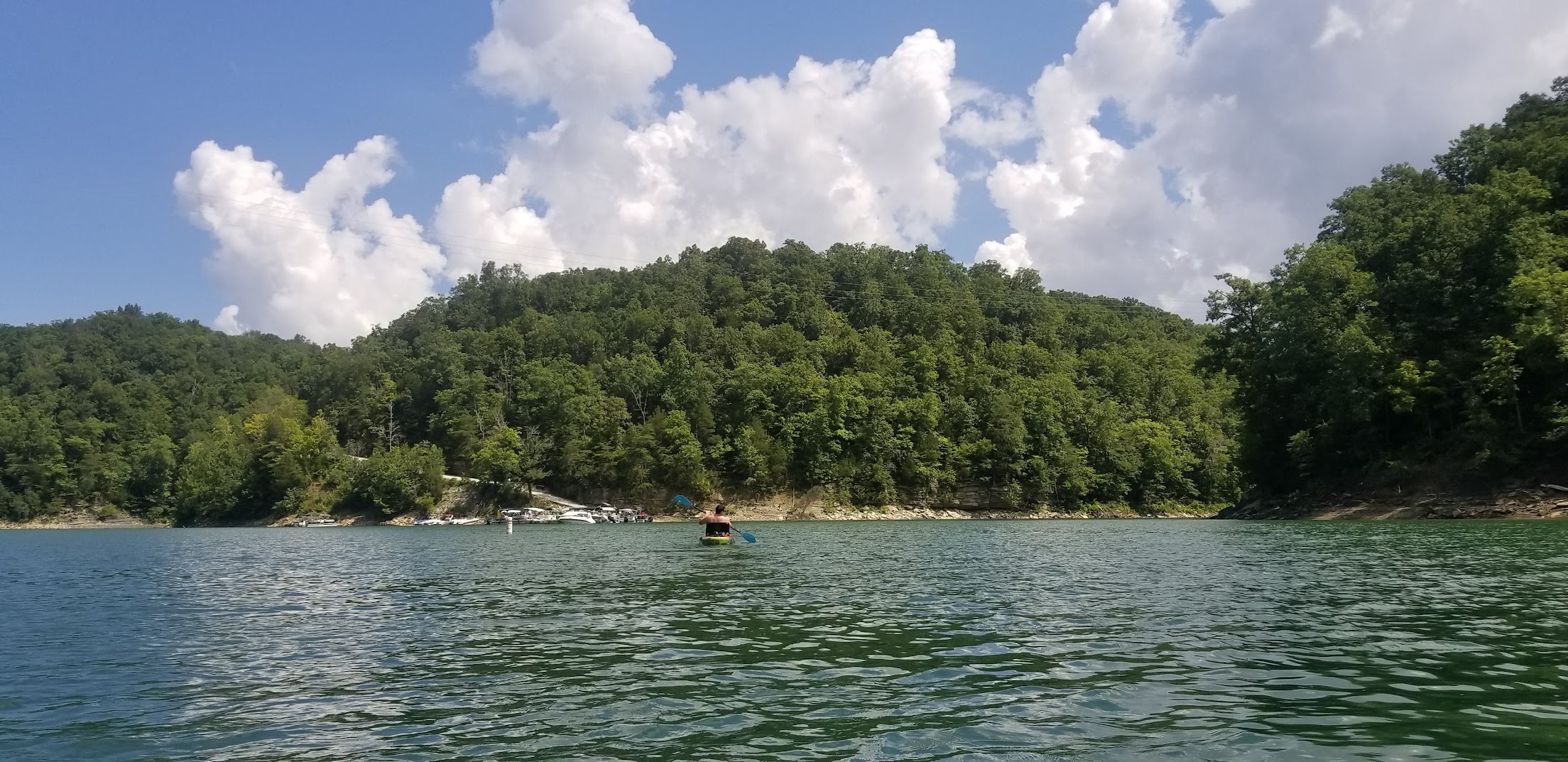 Wide view of Cumberland Lake created by Wolf Creek Dam